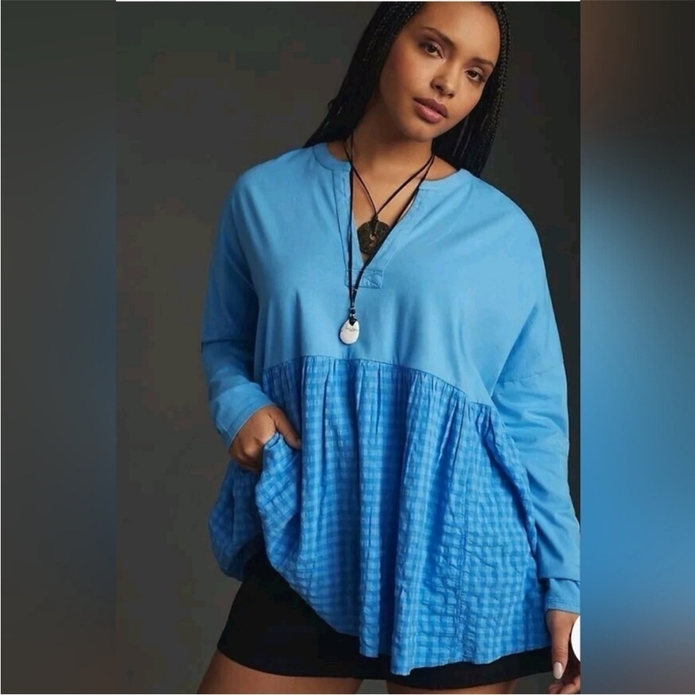 NWT Anthropologie Pilcro Babydoll Gingham Top Size Small